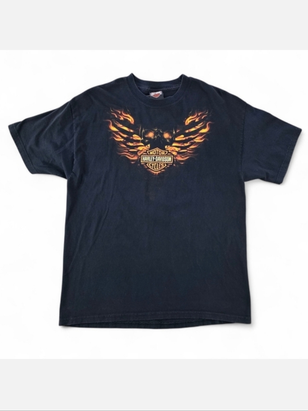 Harley-Davidson 2011 San Jacinto Texas Flag Tee Flames Logo Black Men Size Large